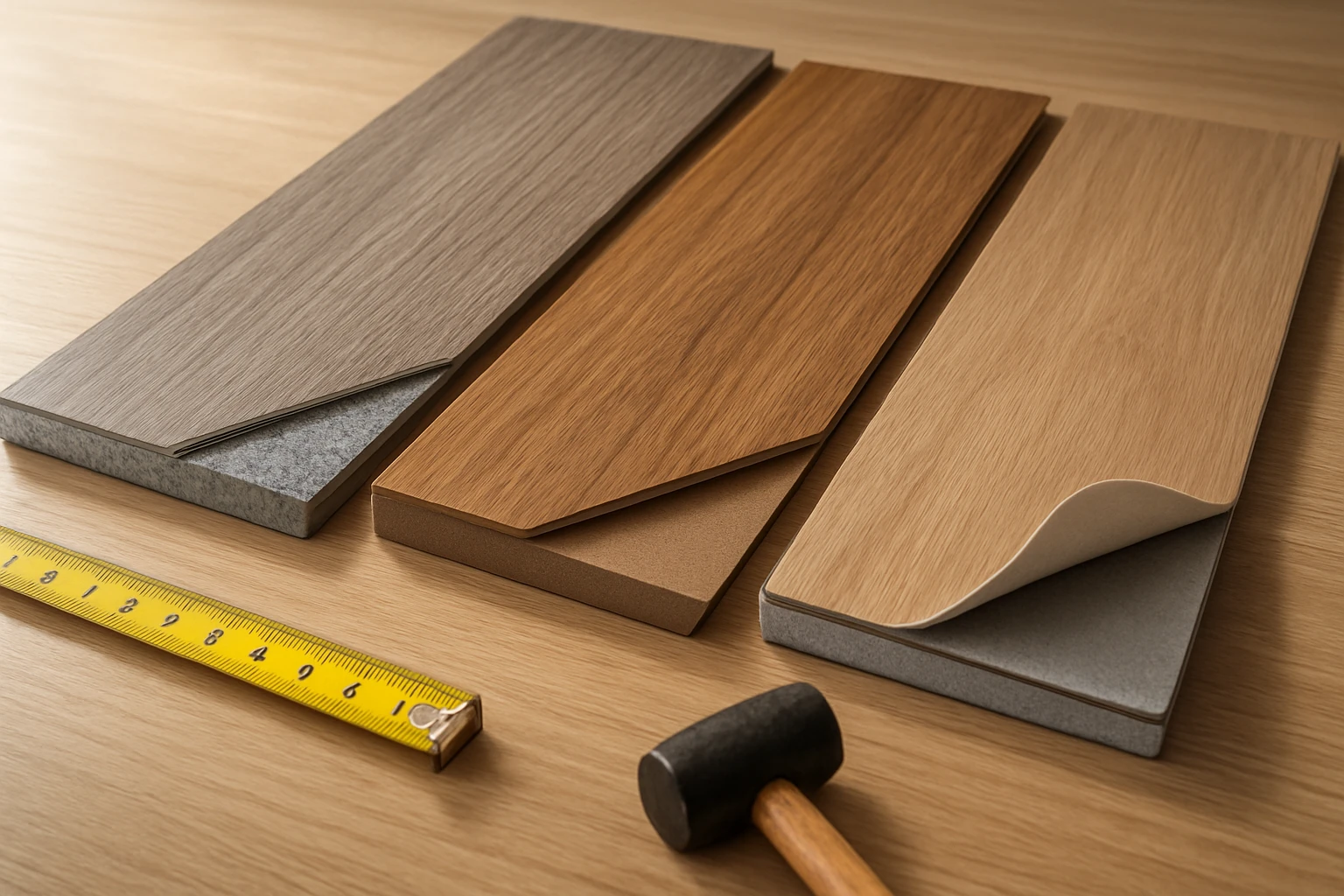SPC laminate and vinyl flooring samples