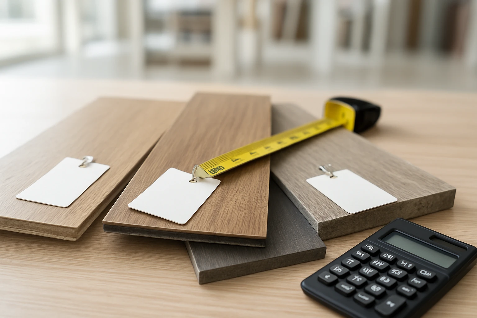 SPC laminate and vinyl flooring samples