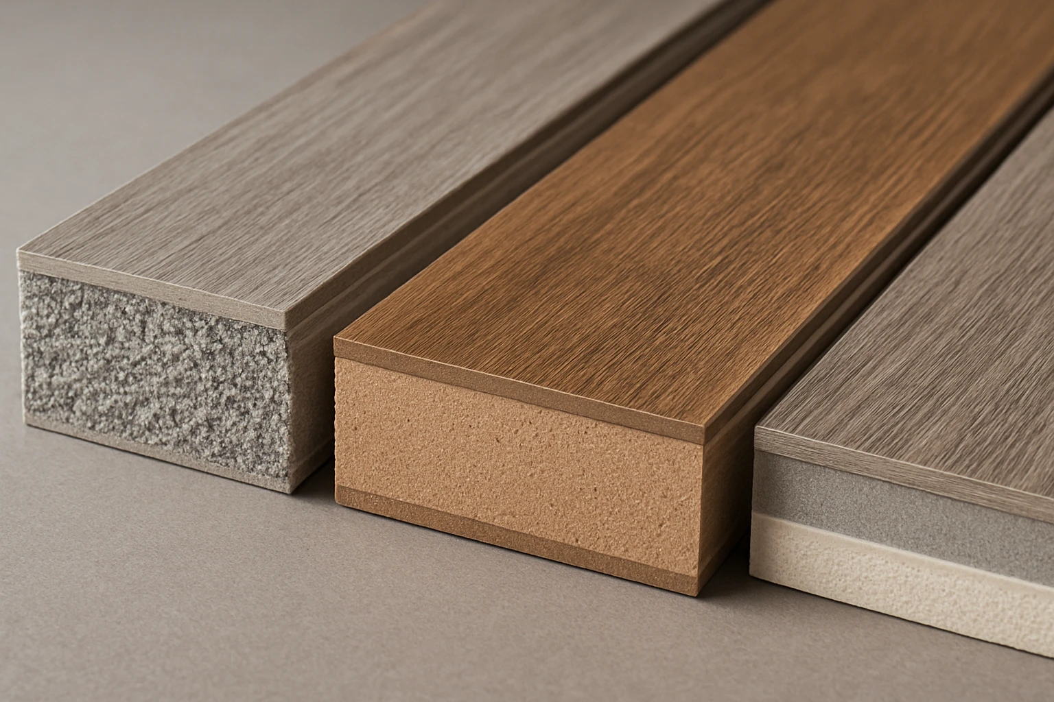 SPC laminate and vinyl plank cross sections