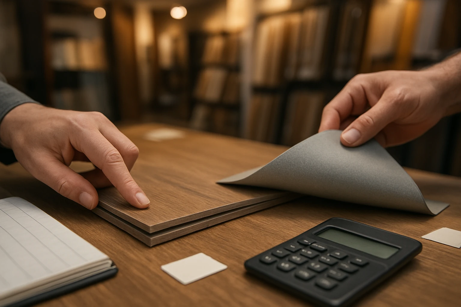 LVT and vinyl flooring samples