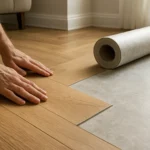 LVT and vinyl flooring samples side by side