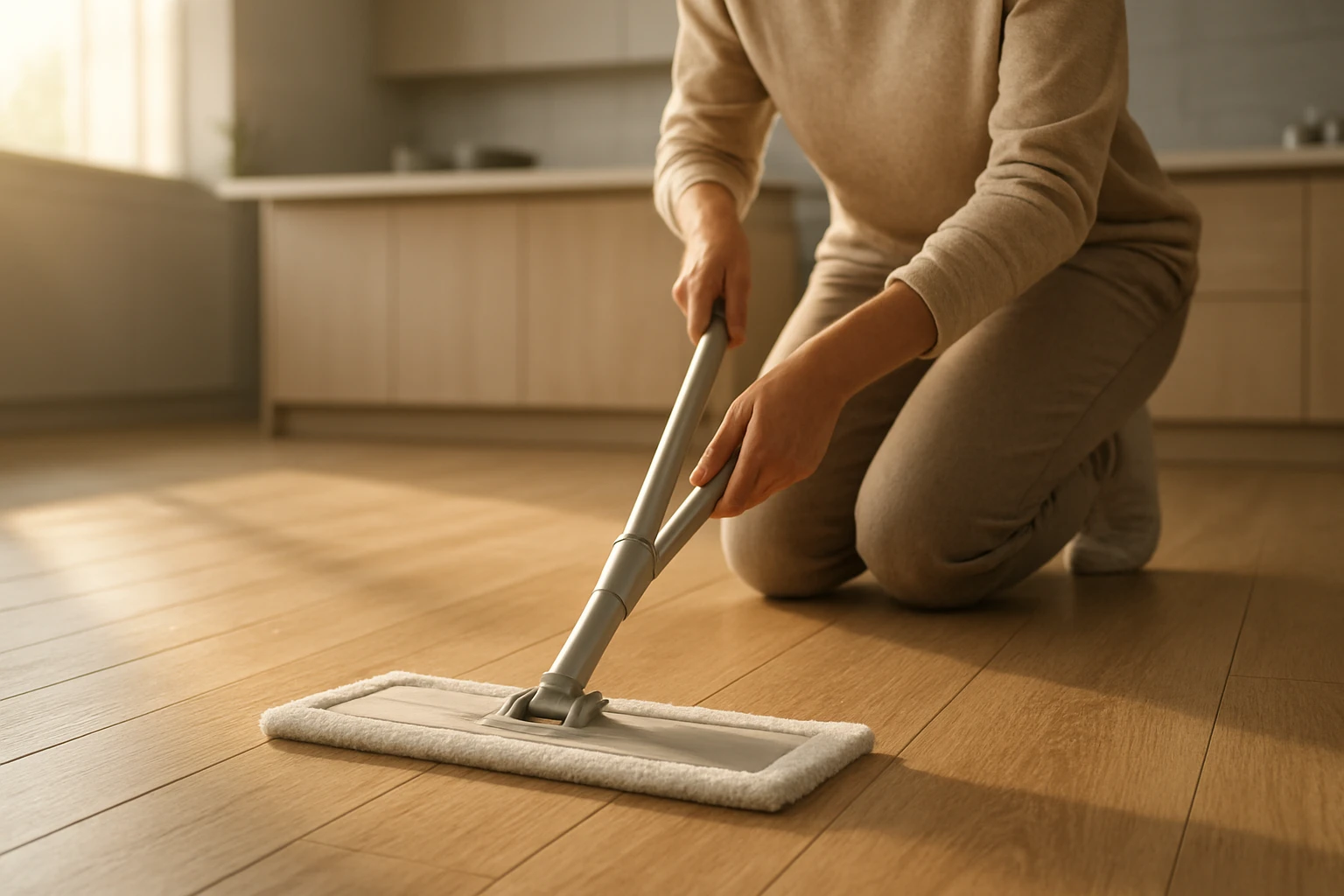 LVT floor being mopped