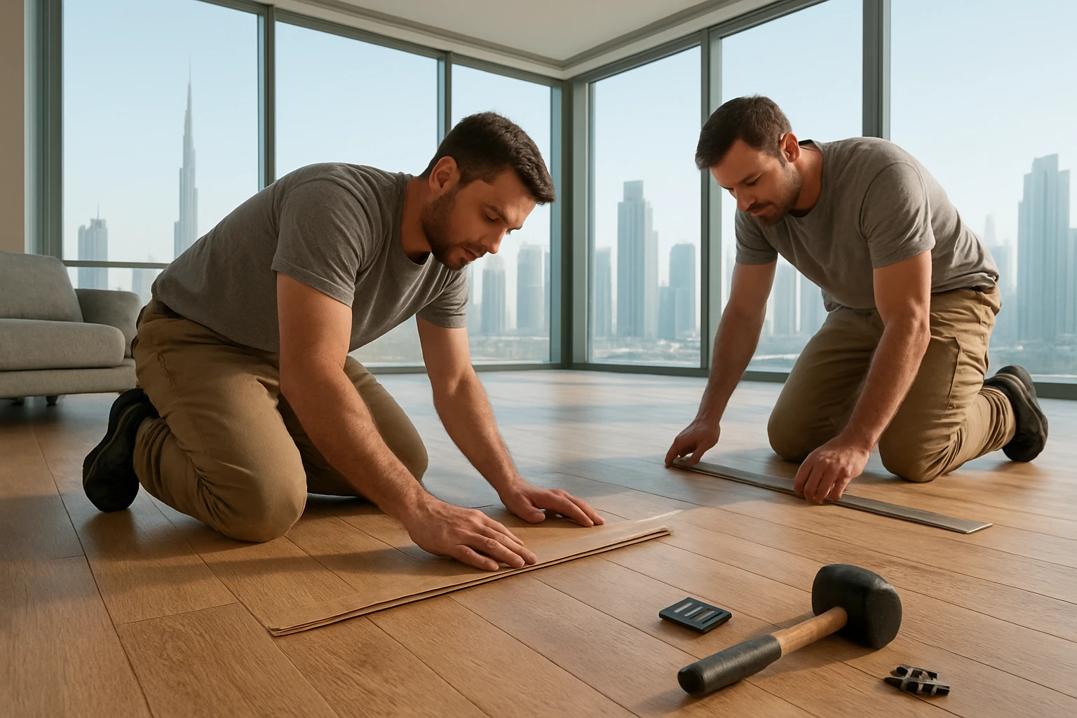 LVT flooring installation in Dubai