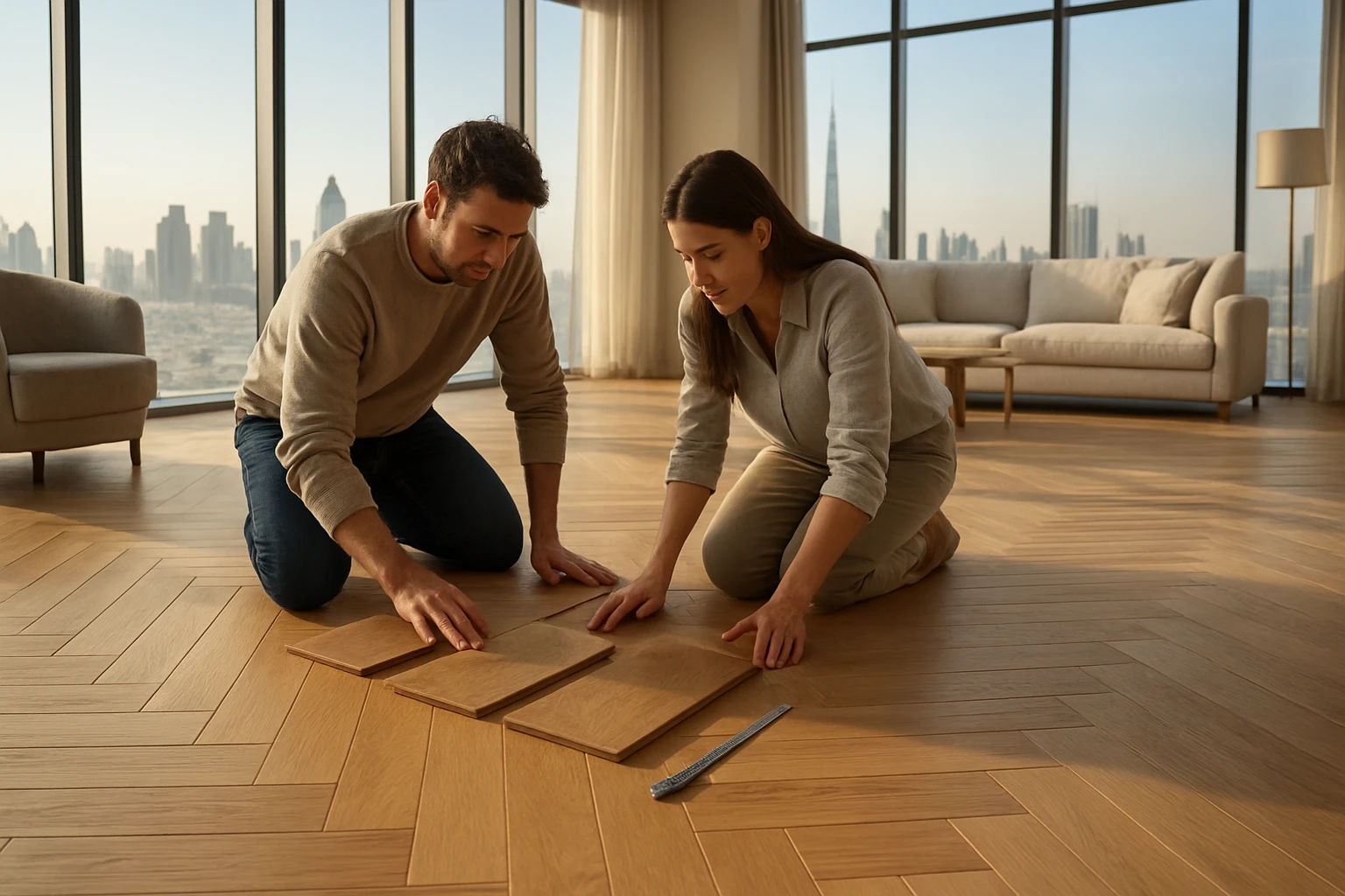 Parquet flooring in Dubai apartment
