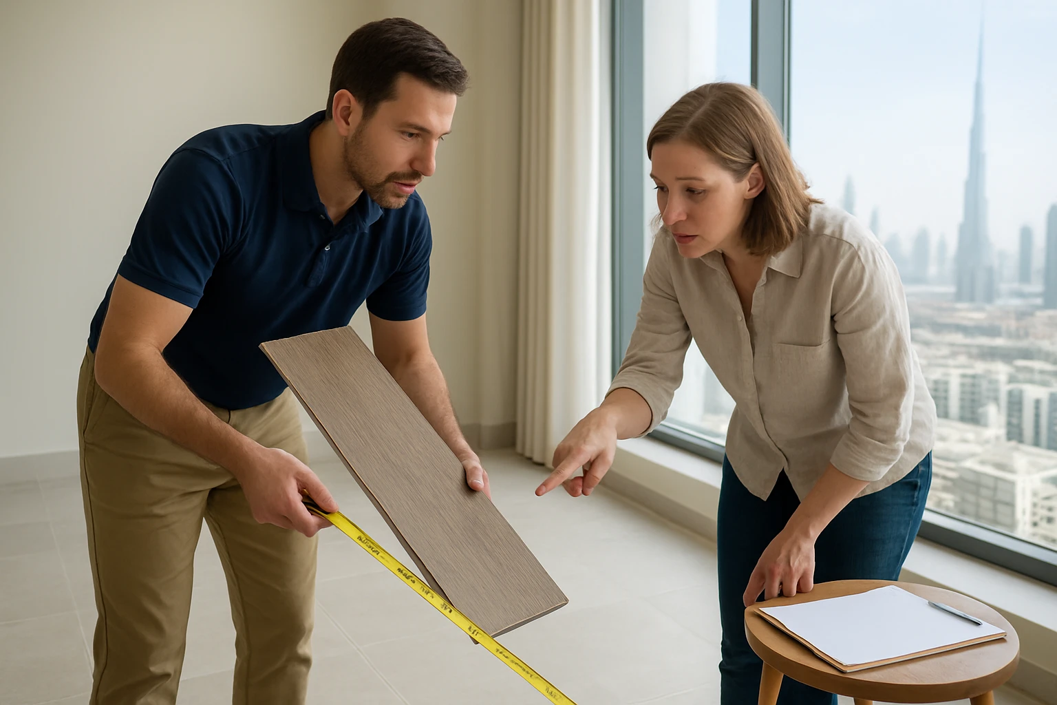 SPC flooring site survey in Dubai