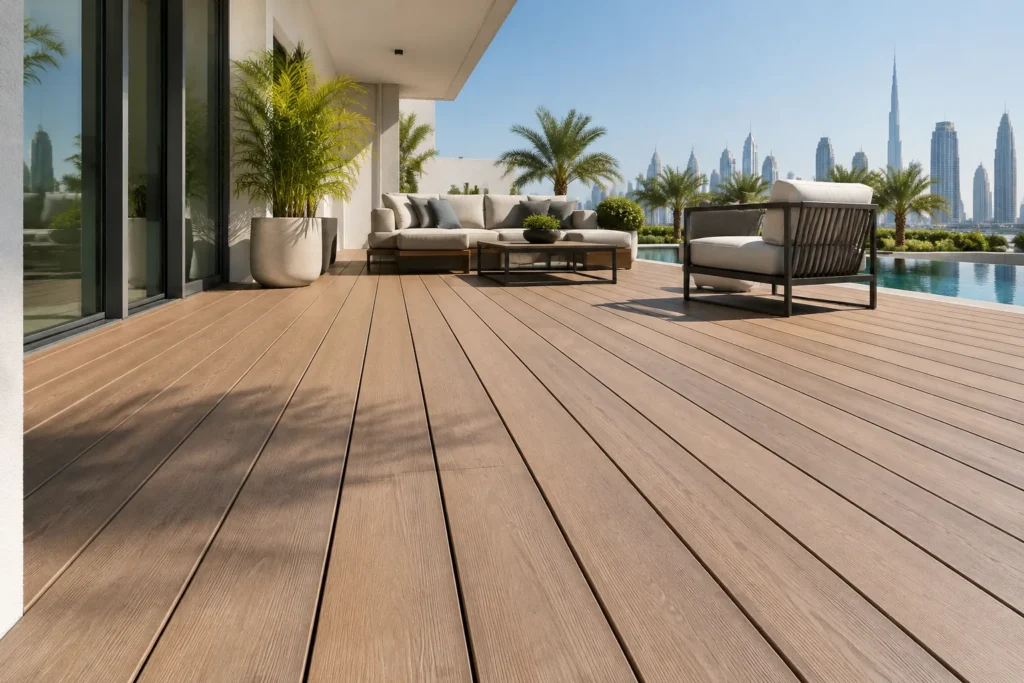 Outdoor decking flooring installation in Dubai