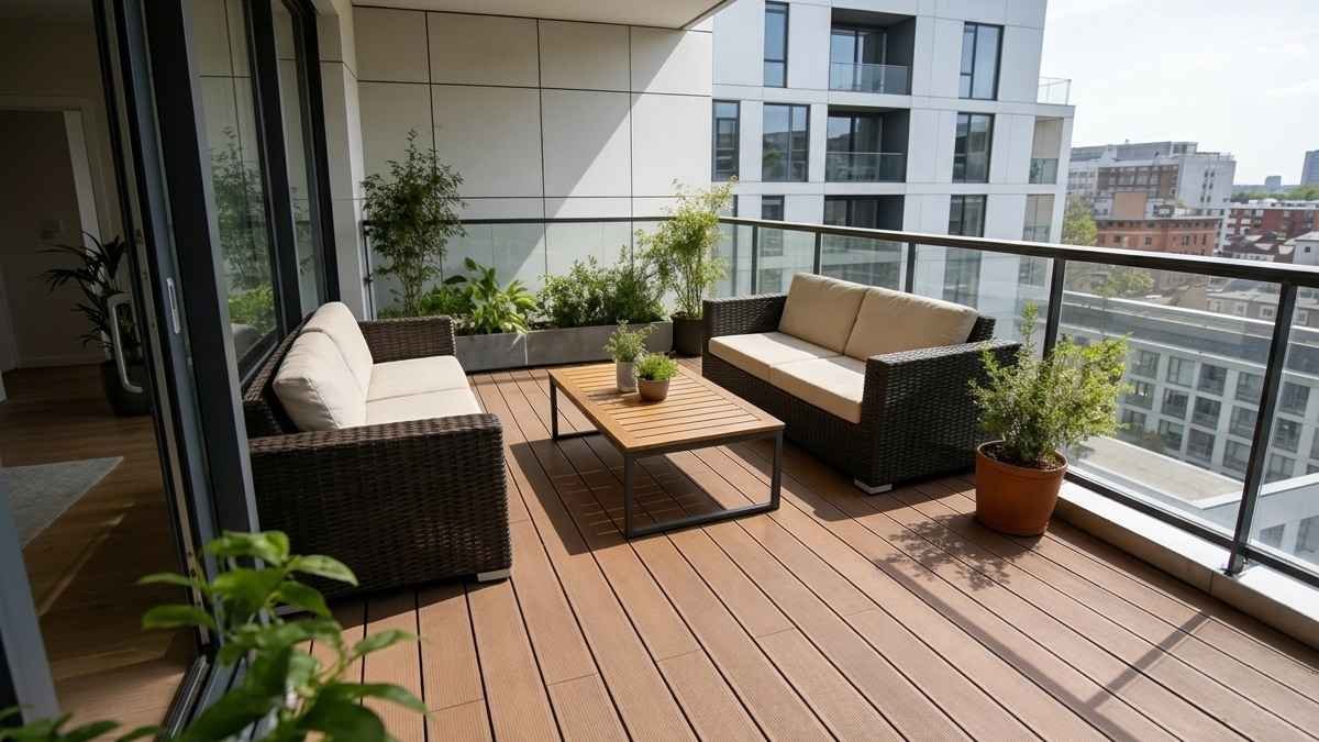 Outdoor balcony flooring for modern apartments in Dubai